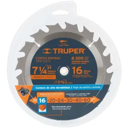 Discos Sierra para Madera 7-1/4" Centro 5/8", 16 Dientes de carburo de tungsteno, ST-716 18298 Truper Truper-Discos Sierra para 