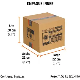 Piedra para Esmeril 203 x25.4x25.4mm Grano 60, Incluye Adaptador, Oxido de Aluminio, PIES-8160 16412 Truper Truper-Piedra para E