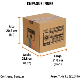 Piedra para Esmeril 203 x25.4x25.4mm Grano 36, Incluye Adaptador, Oxido de Aluminio, PIES-8136 16411 Truper Truper-Piedra para E