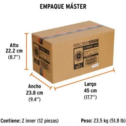 Piedra para Esmeril 203 x25.4x25.4mm Grano 36, Incluye Adaptador, Oxido de Aluminio, PIES-8136 16411 Truper Truper-Piedra para E