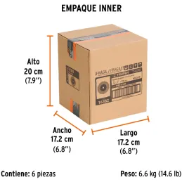 Piedra para Esmeril 152 x25.4x25.4mm Grano 60, Incluye Adaptador, Oxido de Aluminio, PIES-6160 16382 Truper Truper-Piedra para E