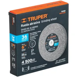 Piedra para Esmeril 152 x25.4x25.4mm Grano 36, Incluye Adaptador, Oxido de Aluminio, PIES-6136 16381 Truper Truper-Piedra para E