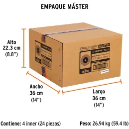 Piedra para Esmeril 152 x25.4x25.4mm Grano 36, Incluye Adaptador, Oxido de Aluminio, PIES-6136 16381 Truper Truper-Piedra para E