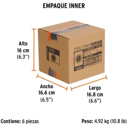 Piedra para Esmeril 152 x19x25.4mm Grano 60, Incluye Adaptador, Oxido de Aluminio, PIES-63460 16349 Truper Truper-Piedra para Es