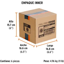 Piedra para Esmeril 152 x19x25.4mm Grano 36, Incluye Adaptador, Oxido de Aluminio, PIES-63436 16348 Truper Truper-Piedra para Es