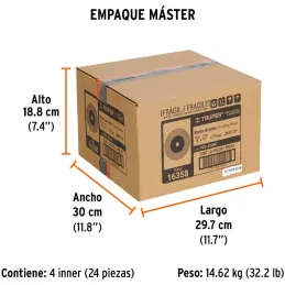 Piedra para Esmeril 127 x19x12.7mm Grano 36, Oxido de Aluminio, PIES-53436 16358 Truper Truper-Piedra para Esmeril 127 x19x12.7m