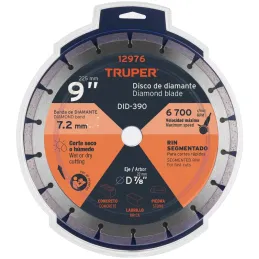 Discos Diamantados 9" Segmentado Cortes Rapido , 2.6mm, DDT-837D 12976 Truper Truper-Discos Diamantados 9" Segmentado Cortes Rap