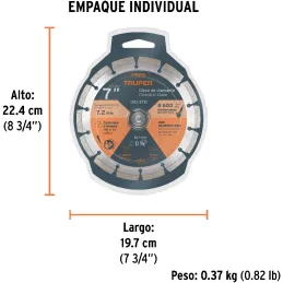 Discos Diamantados 7" Segmentado Cortes Rapido, 2.4mm, DDT-806D 11580 Truper Truper-Discos Diamantados 7" Segmentado Cortes Rapi