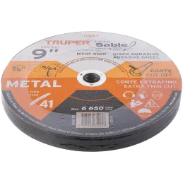 Discos Corte Metal 9" x2mm T41 Oxido de Alumino, DICOF-9020 11587 Truper Truper-Discos Corte Metal 9" x2mm T41 Oxido de Alumino,