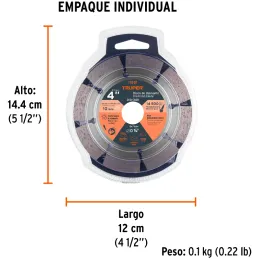 Discos Diamantados 4" Segmentado Cortes Rapido, 2.2mm, DDT-832D 11581 Truper Truper-Discos Diamantados 4" Segmentado Cortes Rapi