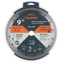 Discos Diamantados 9" Turbo Uso General, 2.8mm, DDT-1542T 12982 Truper Truper-Discos Diamantados 9" Turbo Uso General, 2.8mm, DD