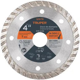 Discos Diamantados 4" x2.2mm Turbo Uso General Truper 12979 Truper-Discos Diamantados 4" x2.2mm Turbo Uso General Truper 12979 R