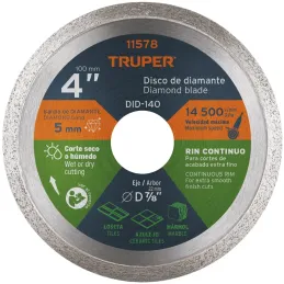 Discos Diamantados 4" continuos Fino 1.6mm, DDT-802C 11578 Truper Truper-Discos Diamantados 4" continuos Fino 1.6mm, DDT-802C 11