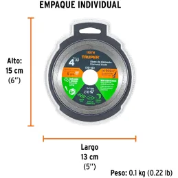 Discos Diamantados 4" continuos Fino 1.6mm, DDT-802C 11578 Truper Truper-Discos Diamantados 4" continuos Fino 1.6mm, DDT-802C 11