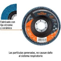 Discos Flap Discs Laminado 4-1/2" G120 Lija de Zirconia, DLT-1719 11675 Truper Truper-Discos Flap Discs Laminado 4-1/2" G120 Lij