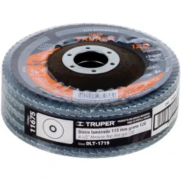 Discos Flap Discs Laminado 4-1/2" G120 Lija de Zirconia, DLT-1719 11675 Truper Truper-Discos Flap Discs Laminado 4-1/2" G120 Lij