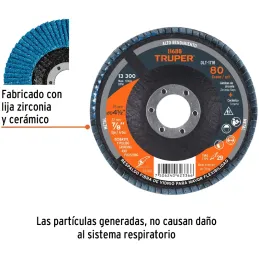 Discos Flap Discs Laminado 4-1/2" G80 Lija de Zirconia, DLT-1718 11688 Truper Truper-Discos Flap Discs Laminado 4-1/2" G80 Lija 