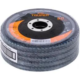 Discos Flap Discs Laminado 4-1/2" G80 Lija de Zirconia, DLT-1718 11688 Truper Truper-Discos Flap Discs Laminado 4-1/2" G80 Lija 