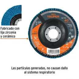 Discos Flap Discs Laminado 4-1/2" G40 Lija de Zirconia, DLT-1716 11673 Truper Truper-Discos Flap Discs Laminado 4-1/2" G40 Lija 