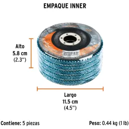 Discos Flap Discs Laminado 4-1/2" G40 Lija de Zirconia, DLT-1716 11673 Truper Truper-Discos Flap Discs Laminado 4-1/2" G40 Lija 