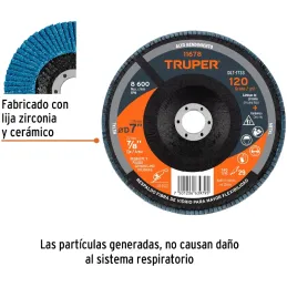 Discos Flap Discs Laminado 7" G120 Lija de Zirconia, DLT-1733 11678 Truper Truper-Discos Flap Discs Laminado 7" G120 Lija de Zir
