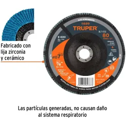 Discos Flap Discs Laminado 7" G80 Lija de Zirconia, DLT-1732 11689 Truper Truper-Discos Flap Discs Laminado 7" G80 Lija de Zirco