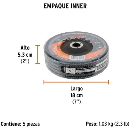 Discos Flap Discs Laminado 7" G80 Lija de Zirconia, DLT-1732 11689 Truper Truper-Discos Flap Discs Laminado 7" G80 Lija de Zirco