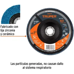 Discos Flap Discs Laminado 7" G60 Lija de Zirconia, DLT-1731 11677 Truper Truper-Discos Flap Discs Laminado 7" G60 Lija de Zirco