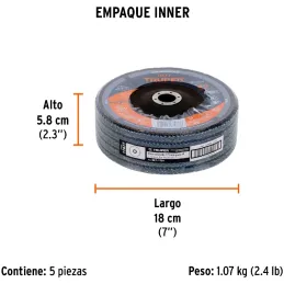 Discos Flap Discs Laminado 7" G60 Lija de Zirconia, DLT-1731 11677 Truper Truper-Discos Flap Discs Laminado 7" G60 Lija de Zirco