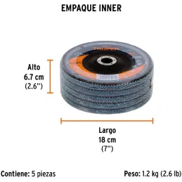 Discos Flap Discs Laminado 7" G40 Lija de Zirconia, DLT-1730 11676 Truper Truper-Discos Flap Discs Laminado 7" G40 Lija de Zirco