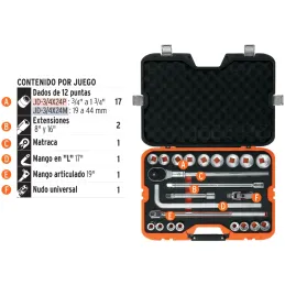 Juegos de Herramientas 23 Piezas STD E3/4 MP Truper 13970 Truper-Juegos de Herramientas 23 Piezas STD E3/4 MP Truper 13970 Dados