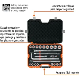 Juegos de Herramientas 23 Piezas STD E3/4 MP Truper 13970 Truper-Juegos de Herramientas 23 Piezas STD E3/4 MP Truper 13970 Dados