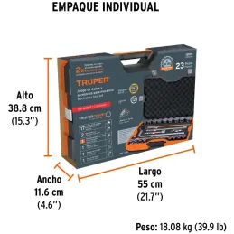 Juegos de Herramientas 23 Piezas STD E3/4 MP Truper 13970 Truper-Juegos de Herramientas 23 Piezas STD E3/4 MP Truper 13970 Dados