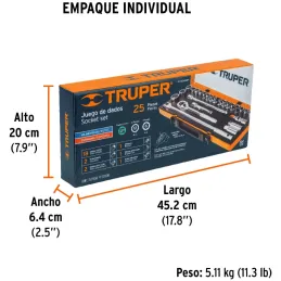 Juegos de Herramientas 25 piezas Mixto STD MM E1/2 EM Truper 13938 Truper-Juegos de Herramientas 25 piezas Mixto STD MM E1/2 EM 
