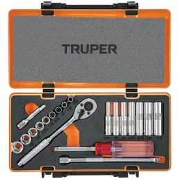 Juegos de Herramientas 20 piezas STD E1/4 EM Truper 13980 Truper-Juegos de Herramientas 20 piezas STD E1/4 EM Truper 13980 Dados