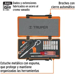 Juegos de Herramientas 20 piezas STD E1/4 EM Truper 13980 Truper-Juegos de Herramientas 20 piezas STD E1/4 EM Truper 13980 Dados
