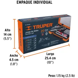 Juegos de Herramientas 20 piezas MM E1/4 EM Truper 13981 Truper-Juegos de Herramientas 20 piezas MM E1/4 EM Truper 13981 Dados e