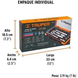 Juegos de Herramientas 25 piezas Mixto STD MM E3/8 EM Truper 13954 Truper-Juegos de Herramientas 25 piezas Mixto STD MM E3/8 EM 