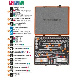 Juegos de Herramientas 135 Piezas Mixto STD MM E1/4-3/8-1/2 EM Truper 13975 Truper-Juegos de Herramientas 135 Piezas Mixto STD M