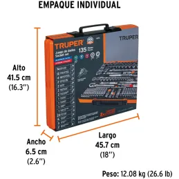 Juegos de Herramientas 135 Piezas Mixto STD MM E1/4-3/8-1/2 EM Truper 13975 Truper-Juegos de Herramientas 135 Piezas Mixto STD M
