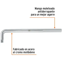 Palanca en L, Encastre de 3/4" Largo 18", acero al cromo vanadio, L-5686 13914 Truper Truper-Palanca en L, Encastre de 3/4" Larg