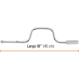 Palanca Berbiqui, Encastre 1/2 Largo 18", acero al cromo vanadio, B-5480 13430 Truper Truper-Palanca Berbiqui, Encastre 1/2 Larg