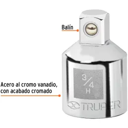 Adaptador Encastre 3/4" Hembra x1/2" Macho CrVanadio Truper 13424 Truper-Adaptador Encastre 3/4" Hembra x1/2" Macho CrVanadio Tr