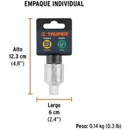 Adaptador Encastre 3/4" Hembra x1/2" Macho CrVanadio Truper 13424 Truper-Adaptador Encastre 3/4" Hembra x1/2" Macho CrVanadio Tr