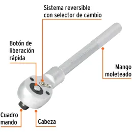 Ratchet de Liberacion rapida, cabeza de pera sistema reversible, encastre 3/4, M-5649 13900 Truper Truper-Ratchet de Liberacion 