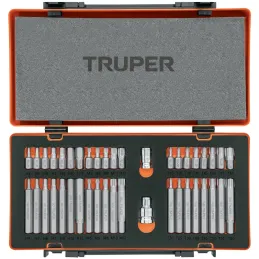 Juegos de 42 Piezas Bristol Allen Torx Hexagonales L30-75mm E1/2-3/8 EM Truper 17809 Truper-Juegos de 42 Piezas Bristol Allen To