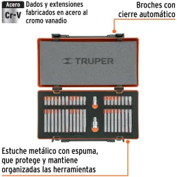 Juegos de 42 Piezas Bristol Allen Torx Hexagonales L30-75mm E1/2-3/8 EM Truper 17809 Truper-Juegos de 42 Piezas Bristol Allen To