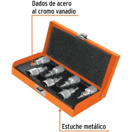 Juego de dados Punta Torx 7 Piezas, encastre 1/2", acero al cromo vanadio, JPT-1/2X7 13928 Truper Truper-Juego de dados Punta To