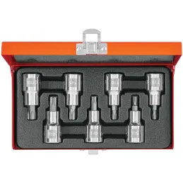 Juego de dados Punta Torx 7 Piezas, encastre 1/2", acero al cromo vanadio, JPT-1/2X7 13928 Truper Truper-Juego de dados Punta To