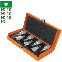 Juego de dados Punta Torx 7 Piezas, encastre 1/2", acero al cromo vanadio, JPT-1/2X7 13928 Truper Truper-Juego de dados Punta To